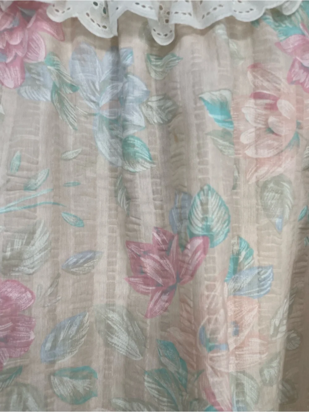 Vtg Anne Leslie Pastel Muted Floral 80s Textured Maxi House Coat PJs Zip Front - Picture 16 of 16